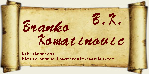 Branko Komatinović vizit kartica